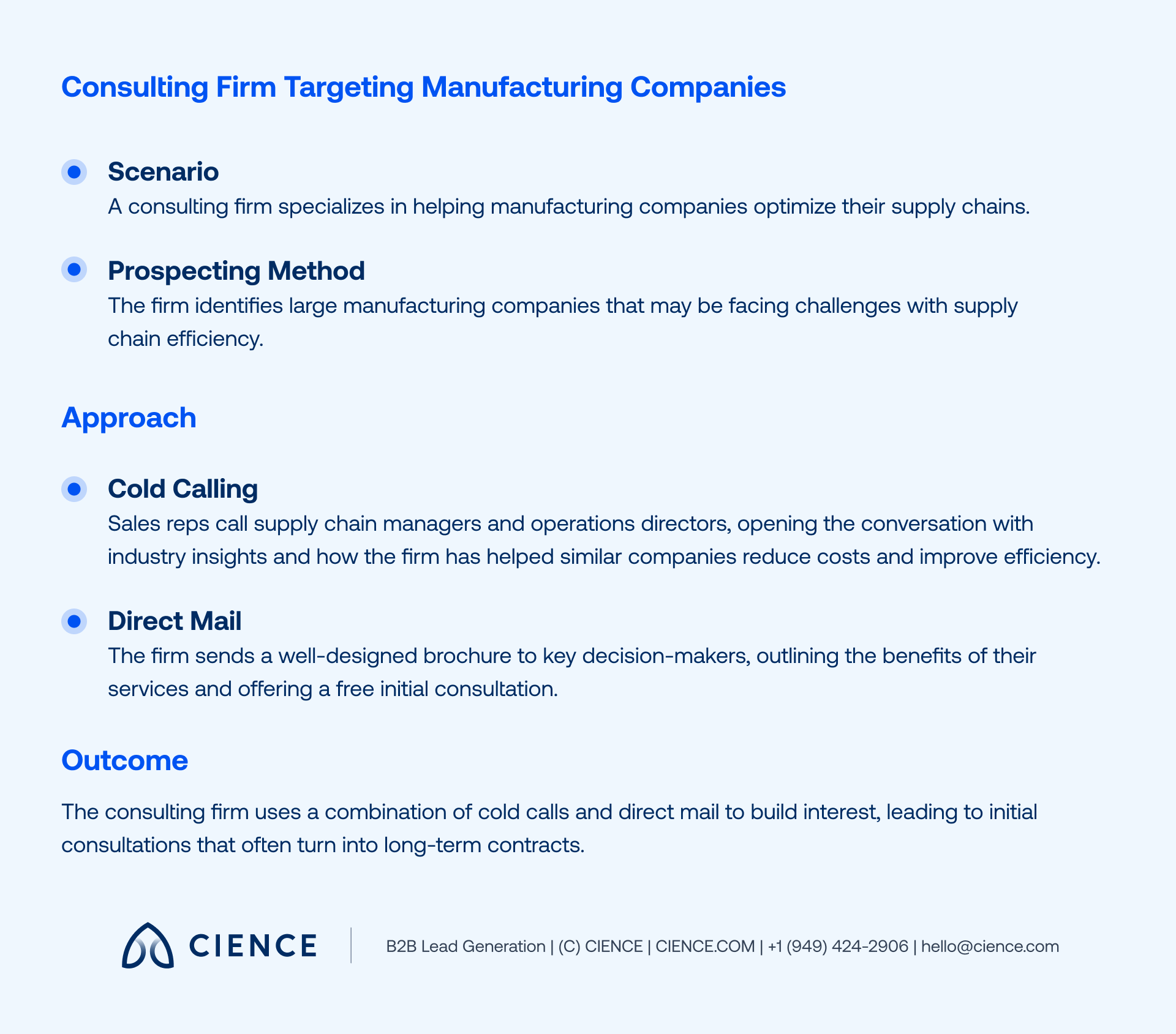 Cold calling prospecting example — B2B outbound sales sequence